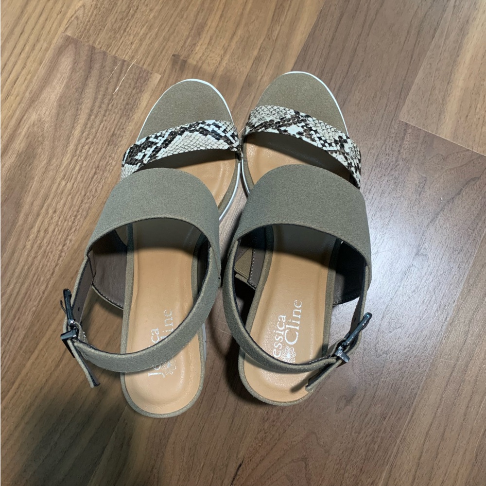 Jessica Cline Snakeskin Print Sandals-10